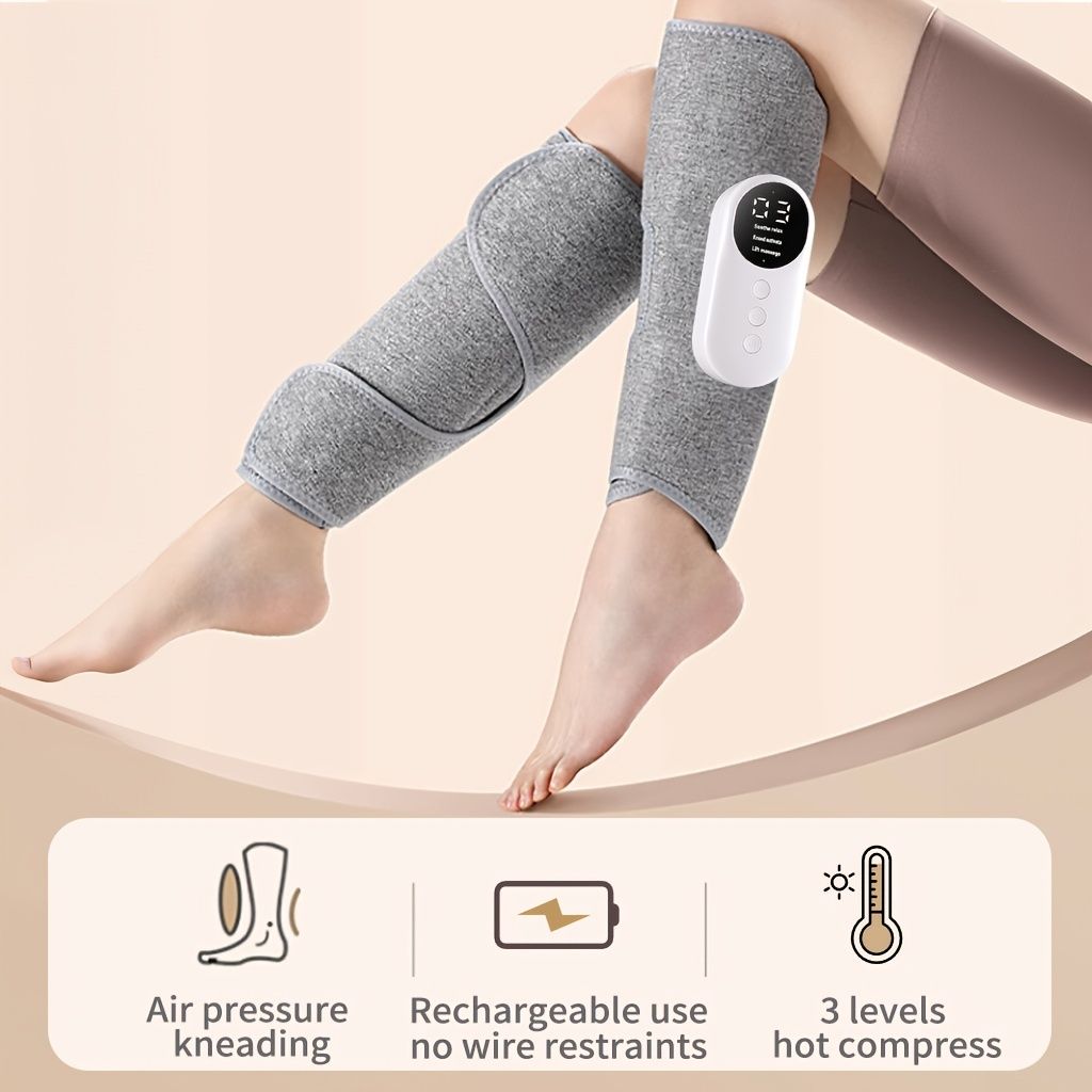 1pc Rechargeable Air Compression Leg & Calf Massager - Soothing Heat, Adjustable Intensity for Foot, Leg, Thigh, Knee - Cordless, Perfect Gift for Christmas, Mothers Day, Fathers Day