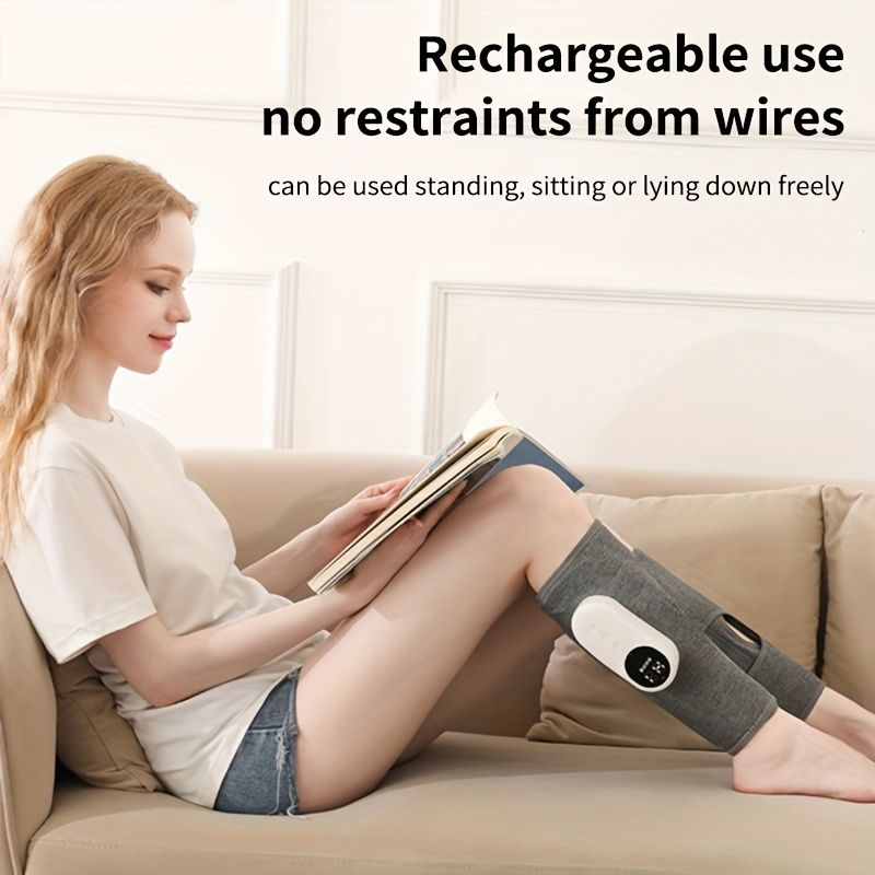 1pc Rechargeable Air Compression Leg & Calf Massager - Soothing Heat, Adjustable Intensity for Foot, Leg, Thigh, Knee - Cordless, Perfect Gift for Christmas, Mothers Day, Fathers Day