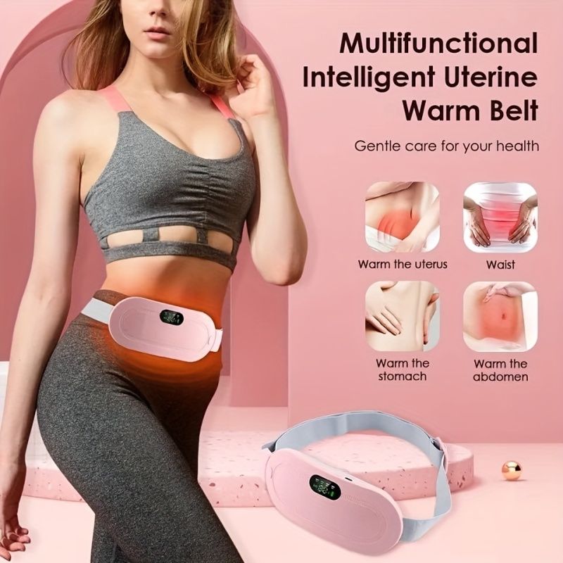 1pc Ultimate Heating Waist Belt - Instant Menstrual Cramps Relief, Portable Cordless Stomach Warmer with 3 Heat & 4 Massage Settings - Dual Area Comfort for Back & Belly, Designed for Womens Wellbeing