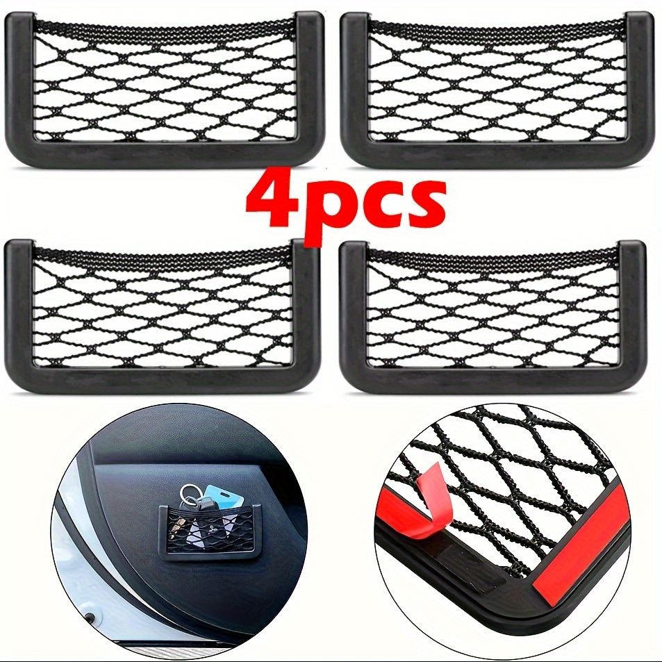 Universal 2/4Pcs 20x8cm Auto Car Interior Body Edge Elastic Storage Net Phone Holder Organizer