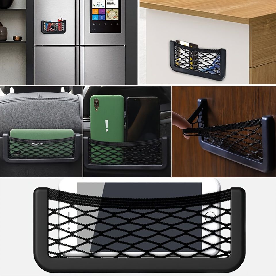 Universal 2/4Pcs 20x8cm Auto Car Interior Body Edge Elastic Storage Net Phone Holder Organizer