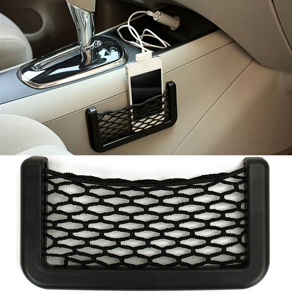 Universal 2/4Pcs 20x8cm Auto Car Interior Body Edge Elastic Storage Net Phone Holder Organizer