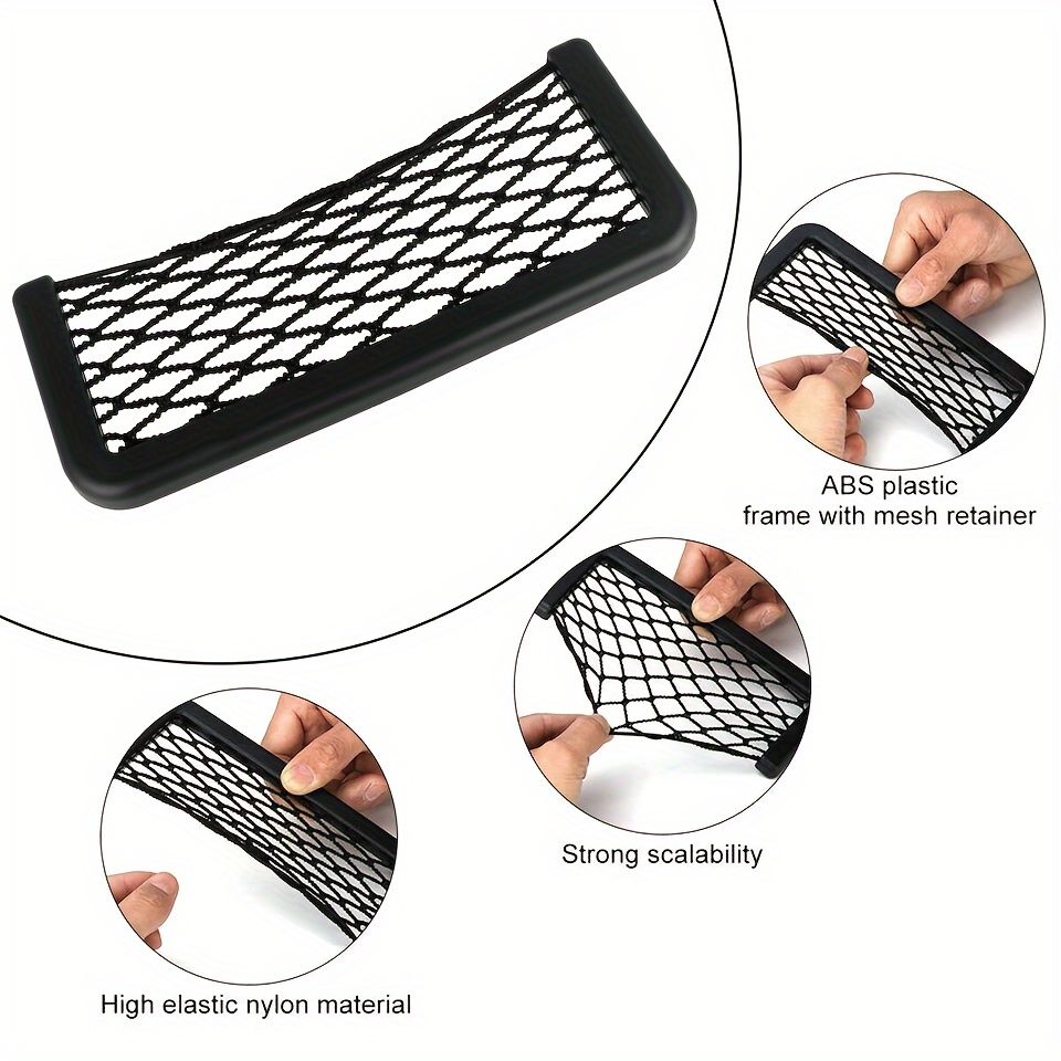 Universal 2/4Pcs 20x8cm Auto Car Interior Body Edge Elastic Storage Net Phone Holder Organizer