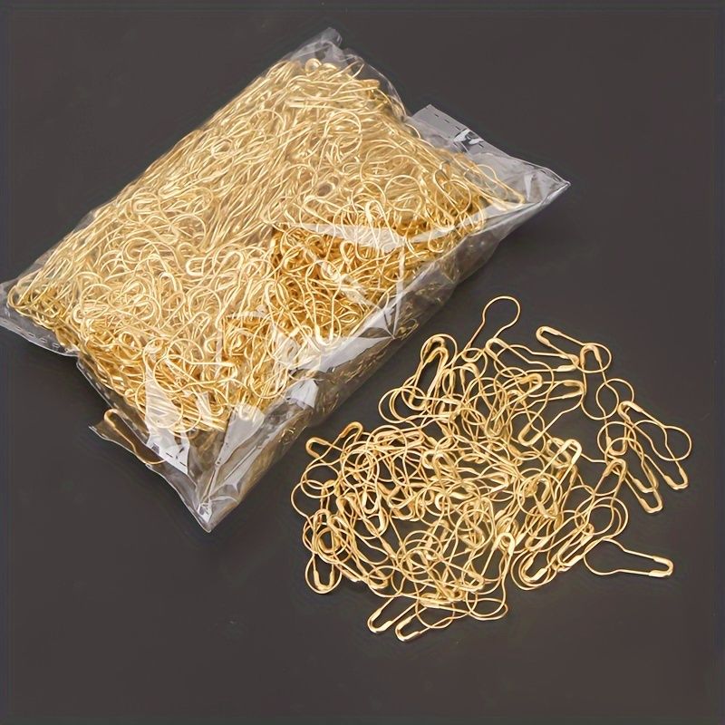 1000PCS  2.15CM Gold Safety Pins – Pear Shaped Metal Gourd Pins for Clothing Tags, Sewing Accessories, and Crafting