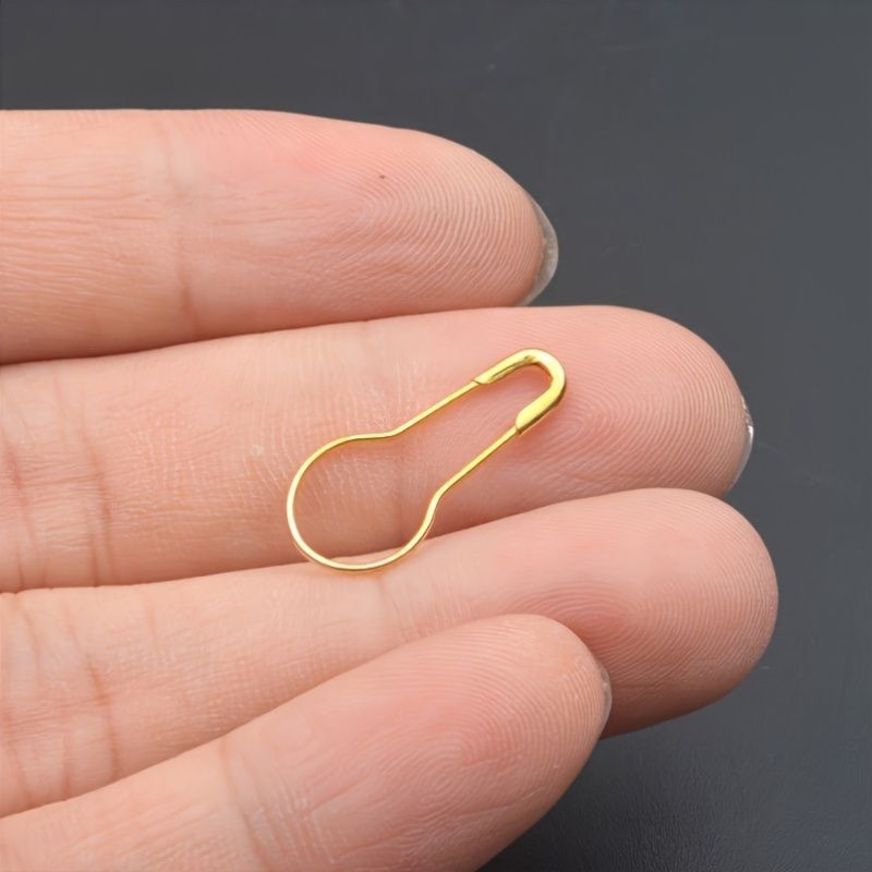 1000PCS  2.15CM Gold Safety Pins – Pear Shaped Metal Gourd Pins for Clothing Tags, Sewing Accessories, and Crafting
