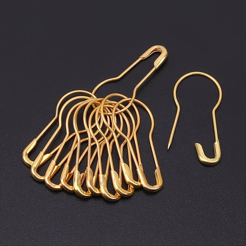 1000PCS  2.15CM Gold Safety Pins – Pear Shaped Metal Gourd Pins for Clothing Tags, Sewing Accessories, and Crafting