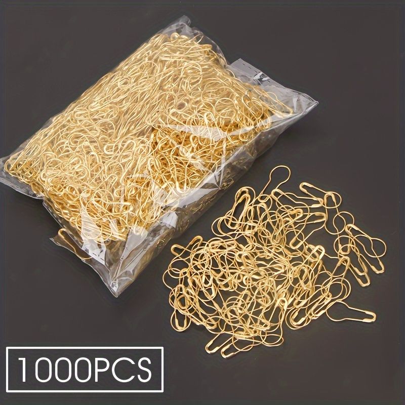 1000PCS  2.15CM Gold Safety Pins – Pear Shaped Metal Gourd Pins for Clothing Tags, Sewing Accessories, and Crafting