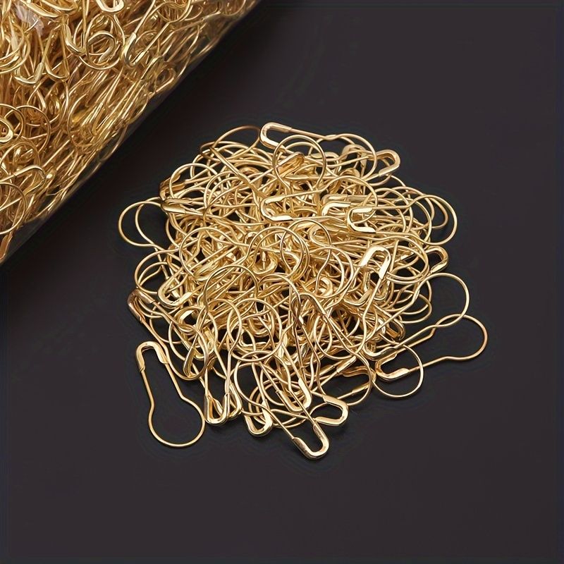 1000PCS  2.15CM Gold Safety Pins – Pear Shaped Metal Gourd Pins for Clothing Tags, Sewing Accessories, and Crafting