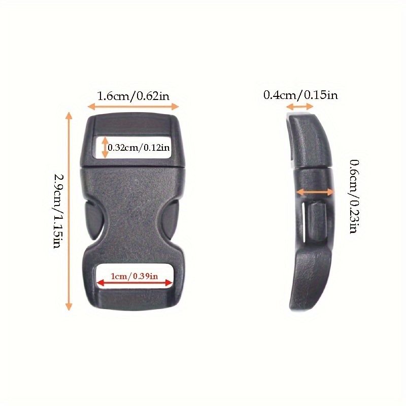 Curved Quick Release Buckles - Durable POM Plastic Construction for DIY Paracord Projects, Adjustable Dog Collar Straps, and Outdoor Gear - 3/8 Inch Size, Easy to Use, and Corrosion-Resistant