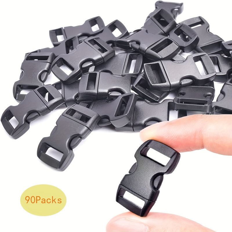 Curved Quick Release Buckles - Durable POM Plastic Construction for DIY Paracord Projects, Adjustable Dog Collar Straps, and Outdoor Gear - 3/8 Inch Size, Easy to Use, and Corrosion-Resistant