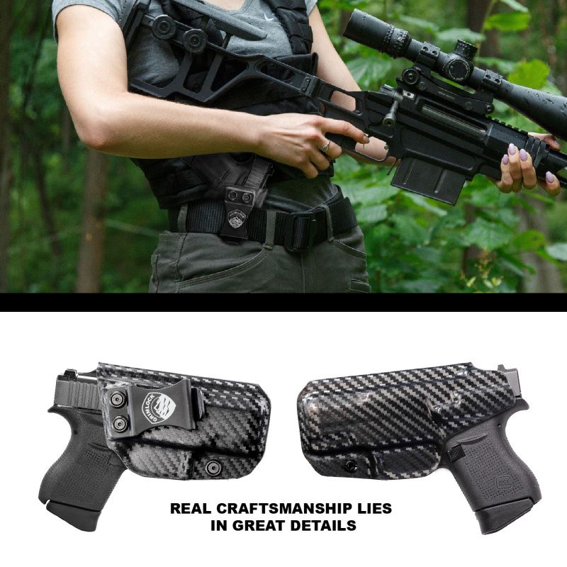 ONLY Case GRIMLOCK IWB KYDEX Holster Fit: GLOCK43 43X handgun- Inside Waistband - Adjustable Cant - Cover Mag-Button - No Wear