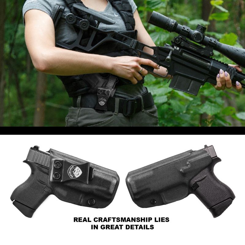 ONLY Case GRIMLOCK IWB KYDEX Holster Fit: GLOCK43 43X handgun- Inside Waistband - Adjustable Cant - Cover Mag-Button - No Wear