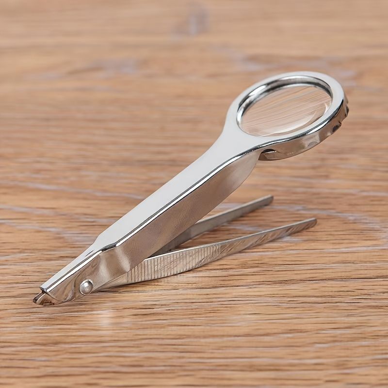 10X Magnifying Glass with Stainless Steel Tweezers - High-Resolution Lens for Coin, Stamp & Jewelry Inspection - Portable, Ergonomic Design