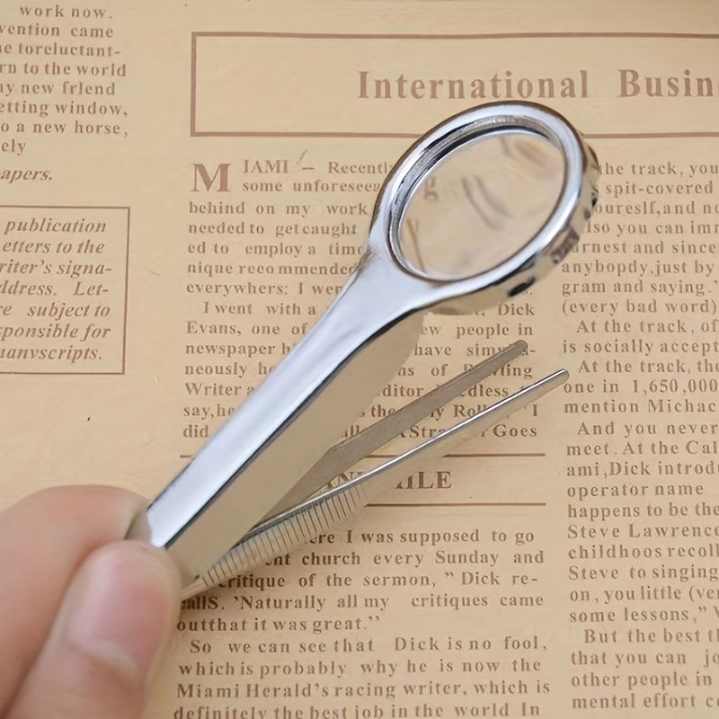 10X Magnifying Glass with Stainless Steel Tweezers - High-Resolution Lens for Coin, Stamp & Jewelry Inspection - Portable, Ergonomic Design