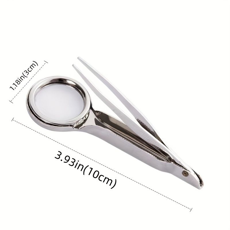 10X Magnifying Glass with Stainless Steel Tweezers - High-Resolution Lens for Coin, Stamp & Jewelry Inspection - Portable, Ergonomic Design