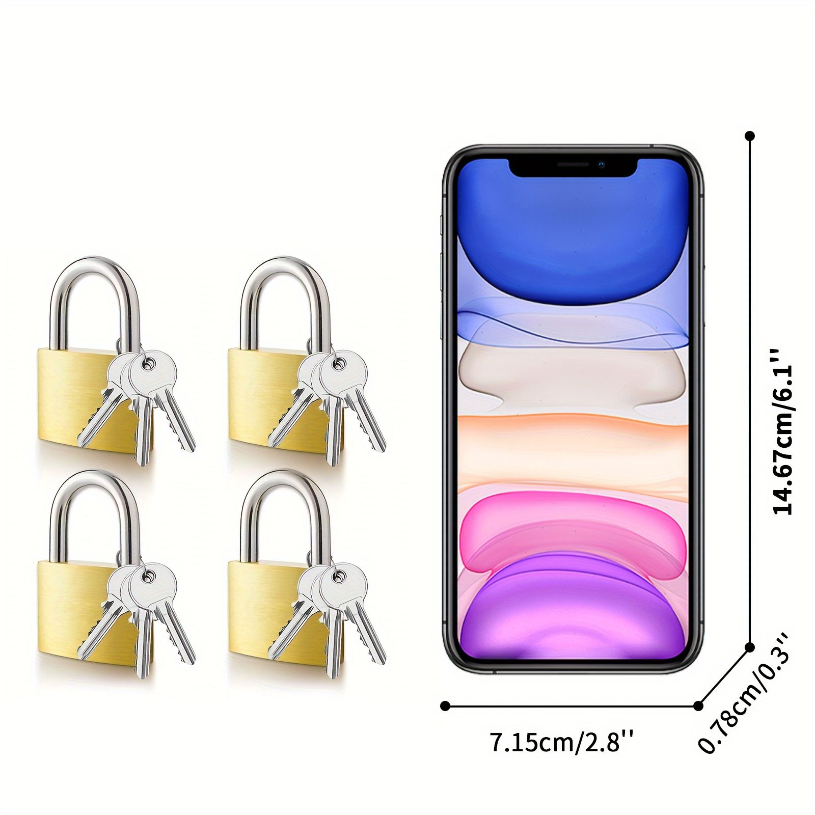 Padlocks with 12 Keys, 30mm Small Padlocks, Metal Storage Cabinets, Anti-theft, Rainproof, Hard Padlocks with Key Locks, Garage U-shaped Locks, Suitcases, Cabinets, Tool Boxes