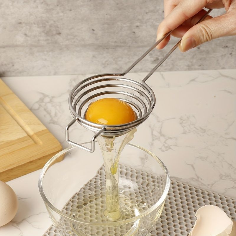 1pc Premium Stainless Steel Egg Yolk Separator - Effortless Egg White and Yolk Divider with Filter Function for Perfectly Separated Eggs - Durable and Easy to Use Kitchen Gadget