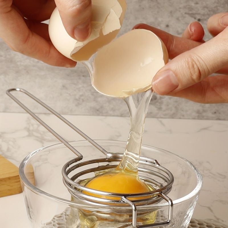 1pc Premium Stainless Steel Egg Yolk Separator - Effortless Egg White and Yolk Divider with Filter Function for Perfectly Separated Eggs - Durable and Easy to Use Kitchen Gadget