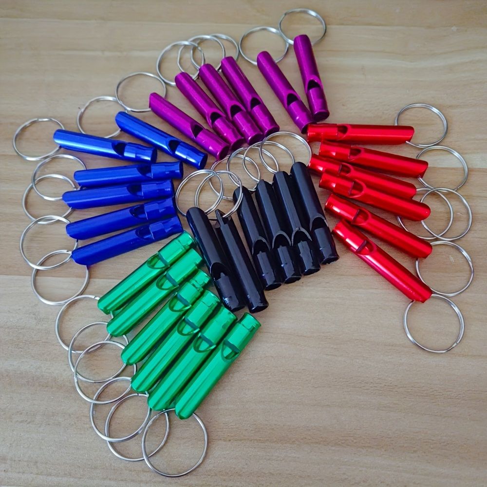10PCS Premium Aluminum Alloy Colorful Emergency Survival Whistles with Keychain - Durable, Loud, and Waterproof - Perfect for Camping, Hiking, Outdoor Sports, PE Class, Dog Training, and Emergency Sit