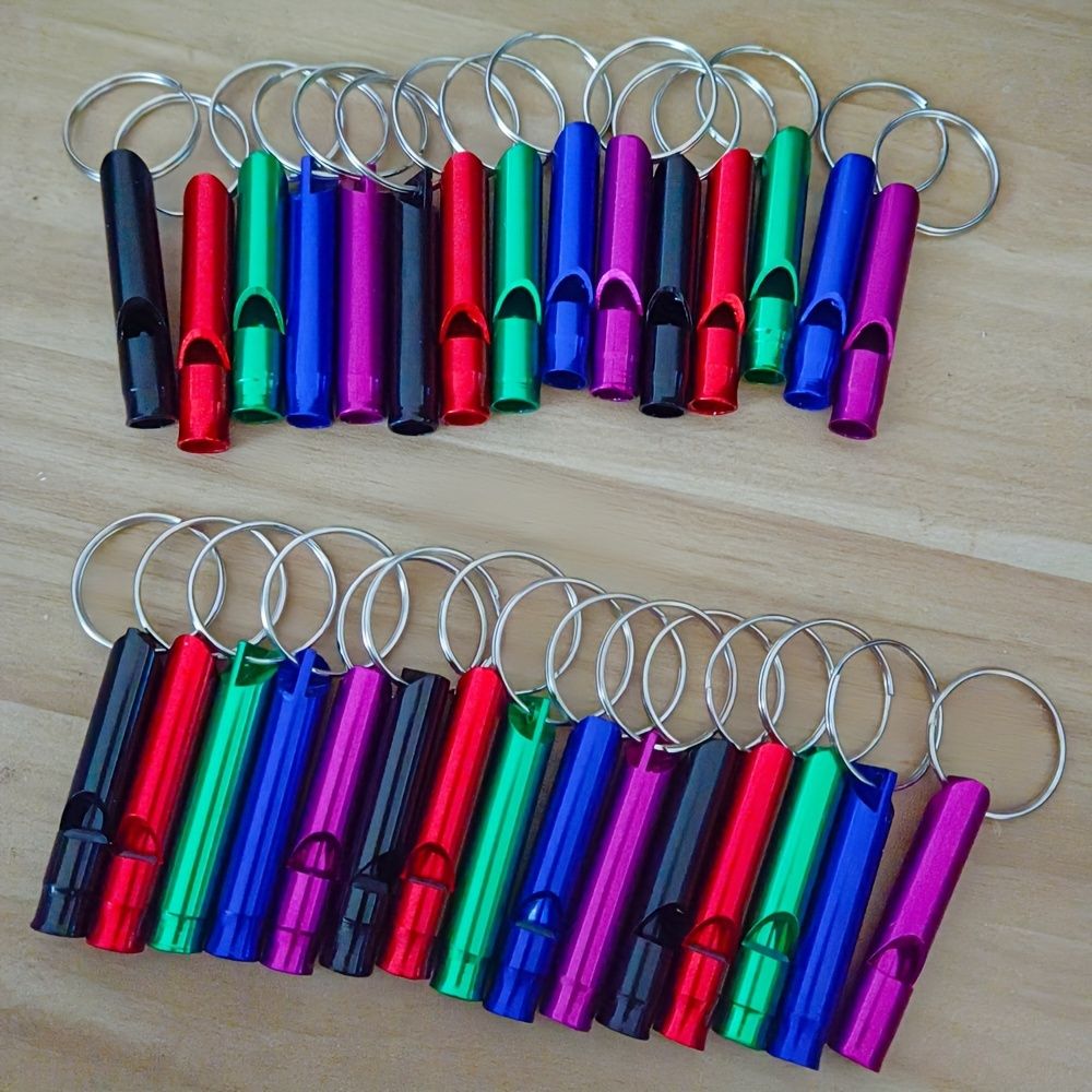 10PCS Premium Aluminum Alloy Colorful Emergency Survival Whistles with Keychain - Durable, Loud, and Waterproof - Perfect for Camping, Hiking, Outdoor Sports, PE Class, Dog Training, and Emergency Sit