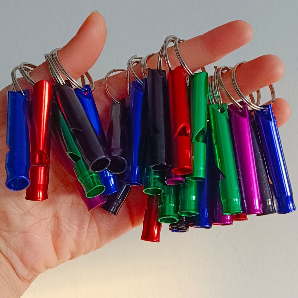 10PCS Premium Aluminum Alloy Colorful Emergency Survival Whistles with Keychain - Durable, Loud, and Waterproof - Perfect for Camping, Hiking, Outdoor Sports, PE Class, Dog Training, and Emergency Sit