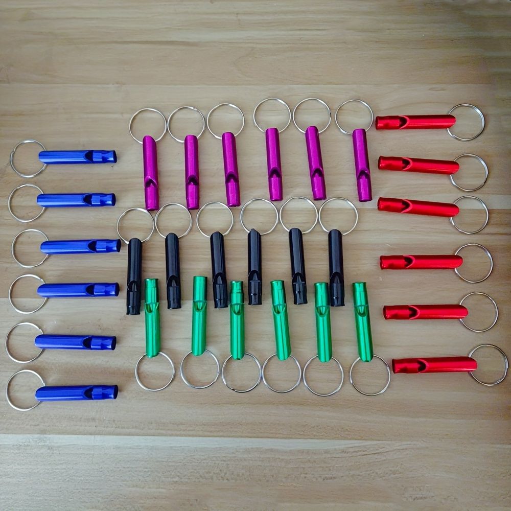 10PCS Premium Aluminum Alloy Colorful Emergency Survival Whistles with Keychain - Durable, Loud, and Waterproof - Perfect for Camping, Hiking, Outdoor Sports, PE Class, Dog Training, and Emergency Sit