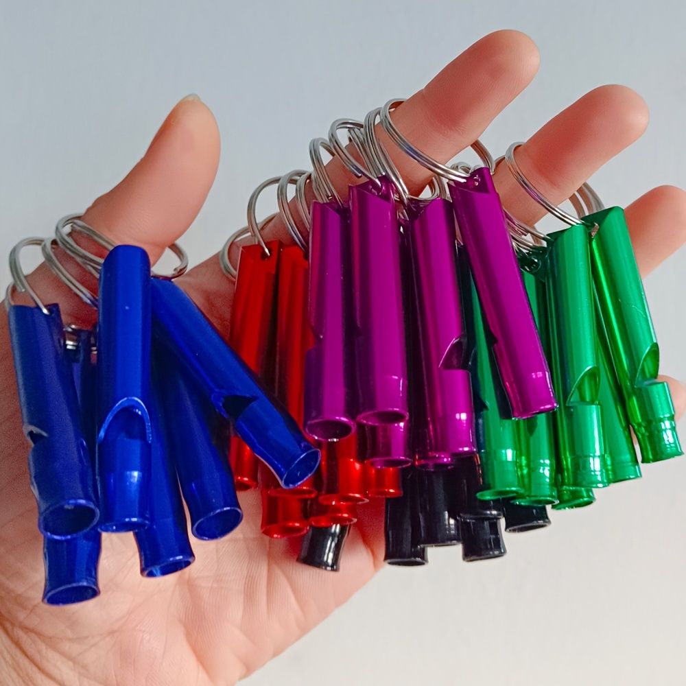 10PCS Premium Aluminum Alloy Colorful Emergency Survival Whistles with Keychain - Durable, Loud, and Waterproof - Perfect for Camping, Hiking, Outdoor Sports, PE Class, Dog Training, and Emergency Sit