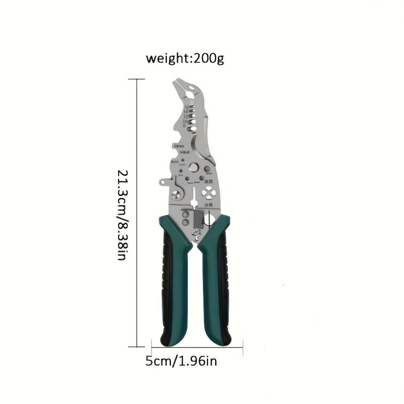 1pc Industrial Grade Wire Stripper Pliers - Precision-Crafted Multifunction Tool for Cutting, Crimping & Wire Stripping - Durable, All-in-One Electrician Solution with Needle Nose & Flat Head - Effort