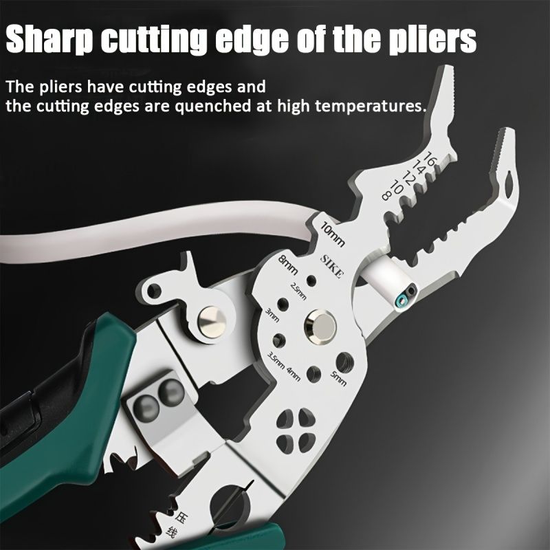 1pc Industrial Grade Wire Stripper Pliers - Precision-Crafted Multifunction Tool for Cutting, Crimping & Wire Stripping - Durable, All-in-One Electrician Solution with Needle Nose & Flat Head - Effort