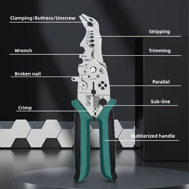 1pc Industrial Grade Wire Stripper Pliers - Precision-Crafted Multifunction Tool for Cutting, Crimping & Wire Stripping - Durable, All-in-One Electrician Solution with Needle Nose & Flat Head - Effort