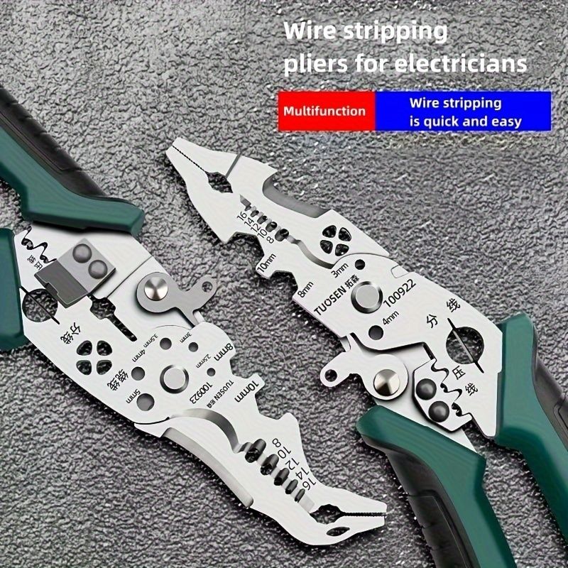 1pc Industrial Grade Wire Stripper Pliers - Precision-Crafted Multifunction Tool for Cutting, Crimping & Wire Stripping - Durable, All-in-One Electrician Solution with Needle Nose & Flat Head - Effort
