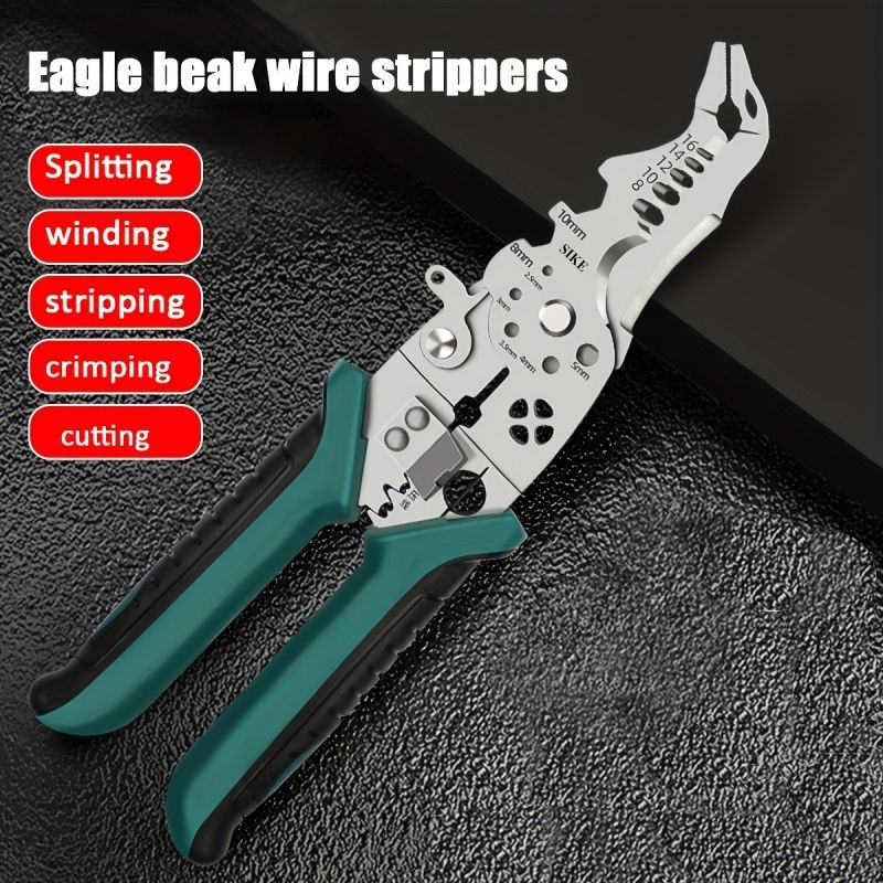 1pc Industrial Grade Wire Stripper Pliers - Precision-Crafted Multifunction Tool for Cutting, Crimping & Wire Stripping - Durable, All-in-One Electrician Solution with Needle Nose & Flat Head - Effort