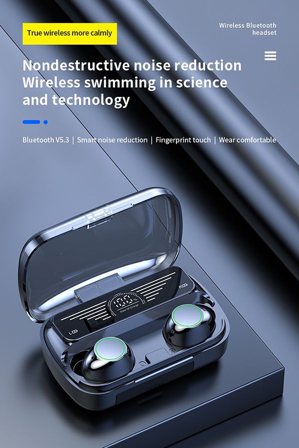 Wireless Earphone Bluetooth 5.3 HiFi sound noise reduction long battery life fingerprint touch binaural mode comfortable wearing magnetic charging automatic reconnection Bluetooth Headset Earbuds BQ10