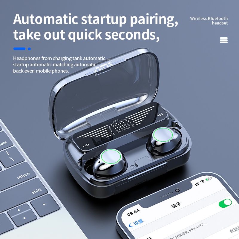Wireless Earphone Bluetooth 5.3 HiFi sound noise reduction long battery life fingerprint touch binaural mode comfortable wearing magnetic charging automatic reconnection Bluetooth Headset Earbuds BQ10