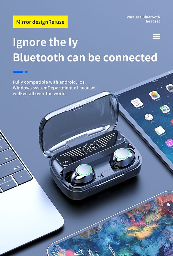 Wireless Earphone Bluetooth 5.3 HiFi sound noise reduction long battery life fingerprint touch binaural mode comfortable wearing magnetic charging automatic reconnection Bluetooth Headset Earbuds BQ10