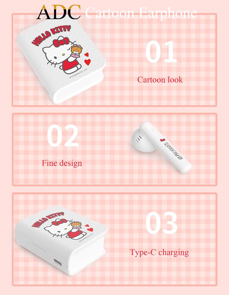 Kids Girls Earphone Bluetooth Wireless Earphones children's headphones Boys Cartoon Cute Bluetooth Headset Sanrio Hello Kitty Melody Kuromi Cinnamoroll pochacco Wireless Earbud Earpods Noise Reduction