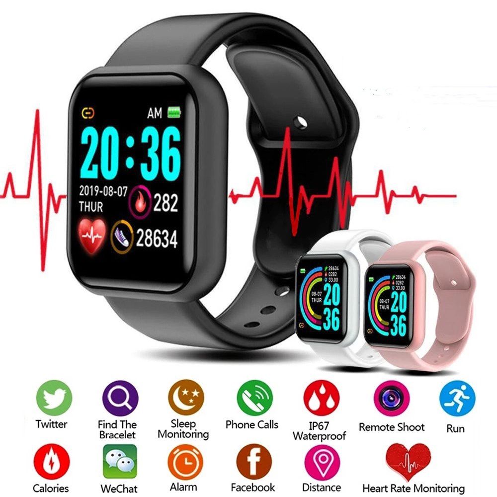 Kids Bluetooth Smart Watch Sports Smart Watch Waterproof Fitness SmartWatch waterproof Full Touch Control Heart Rate Monitor Smart Bracelet Girls Watch Y68 sports watch LED digital watch For Kids Boy