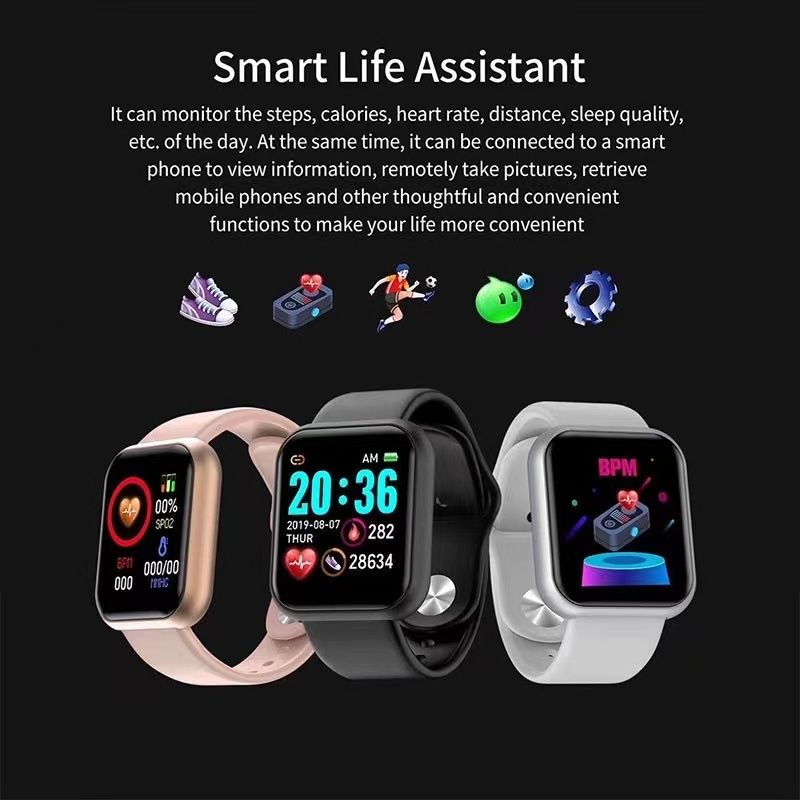 Kids Bluetooth Smart Watch Sports Smart Watch Waterproof Fitness SmartWatch waterproof Full Touch Control Heart Rate Monitor Smart Bracelet Girls Watch Y68 sports watch LED digital watch For Kids Boy