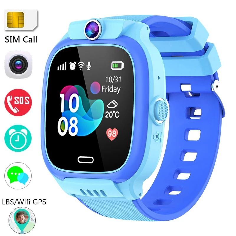 Kids Smartphone Watch 4G Net Voice Chat Precise Positioning 1.44'' Sqaure Touch Smart Watch With Wifi SIM Card Camera 128M Waterproof Smartwatch For Kids Boys Girls Children Students Kids Smart watch