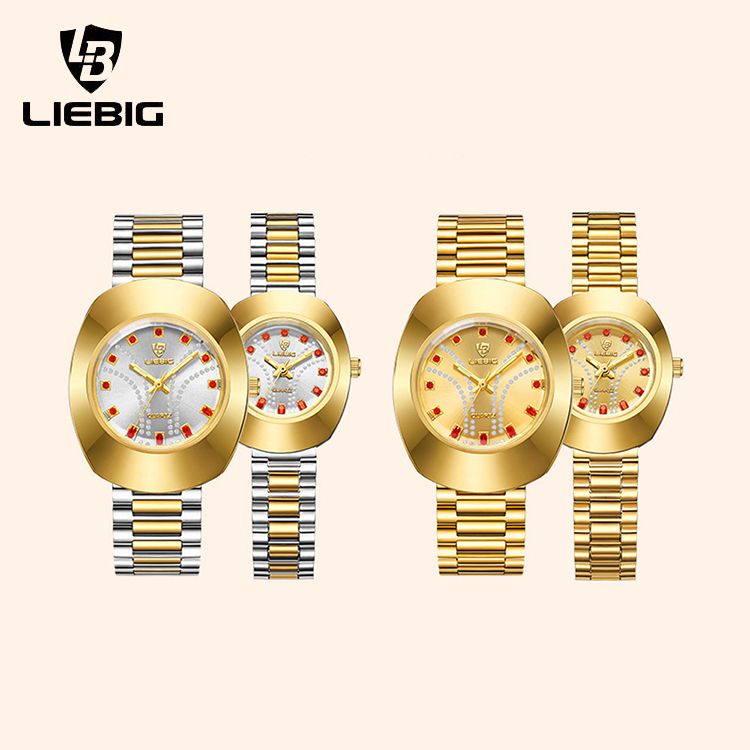 LIEBIG Fashion Couple Watch Quartz Watch Waterproof Stainless Steel Original Watches luxury Men Watch Women Wrist Watch Gold Watch Silver Watch Analog Watch liebig watch for Women Valentine's Day gift