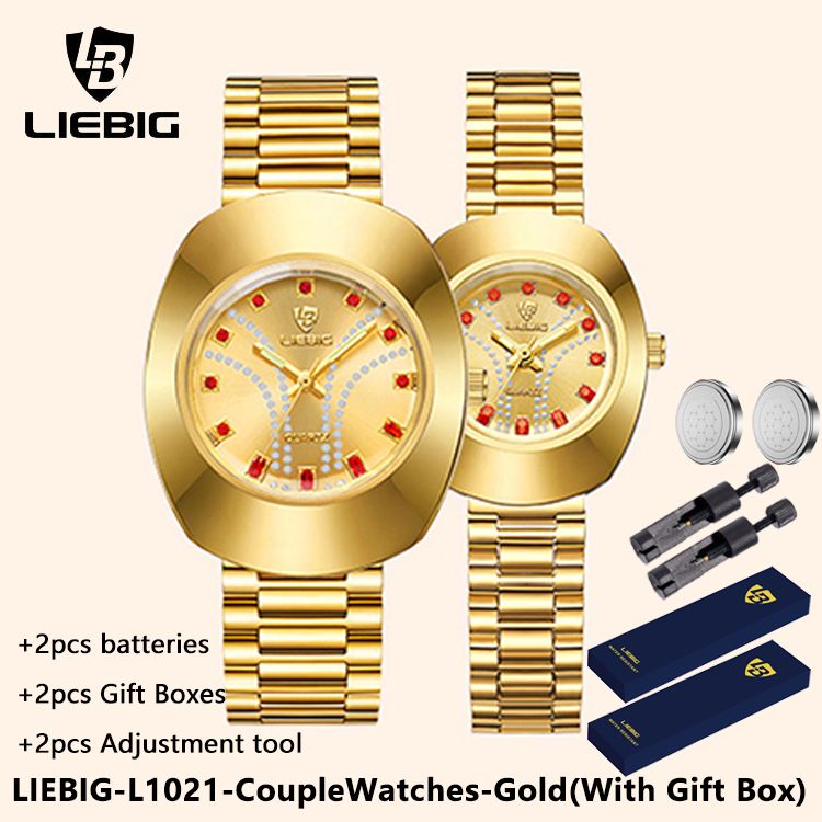 LIEBIG Fashion Couple Watch Quartz Watch Waterproof Stainless Steel Original Watches luxury Men Watch Women Wrist Watch Gold Watch Silver Watch Analog Watch liebig watch for Women Valentine's Day gift