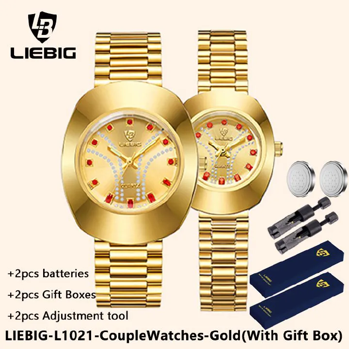 LIEBIG Fashion Couple Watch Quartz Watch Waterproof Stainless Steel Original Watches luxury Men Watch Women Wrist Watch Gold Watch Silver Watch Analog Watch liebig watch for Women Valentine's Day gift