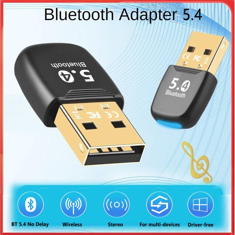 Laptop USB Bluetooth-Compatible 5.4 Adapter Wireless USB Adapter Wireless BT 5.4 Dongle Adapter for PC Bluetooth USB Adapter Wireless USB Adapter Music Audio Receiver Bluetooth Adapter for PC
