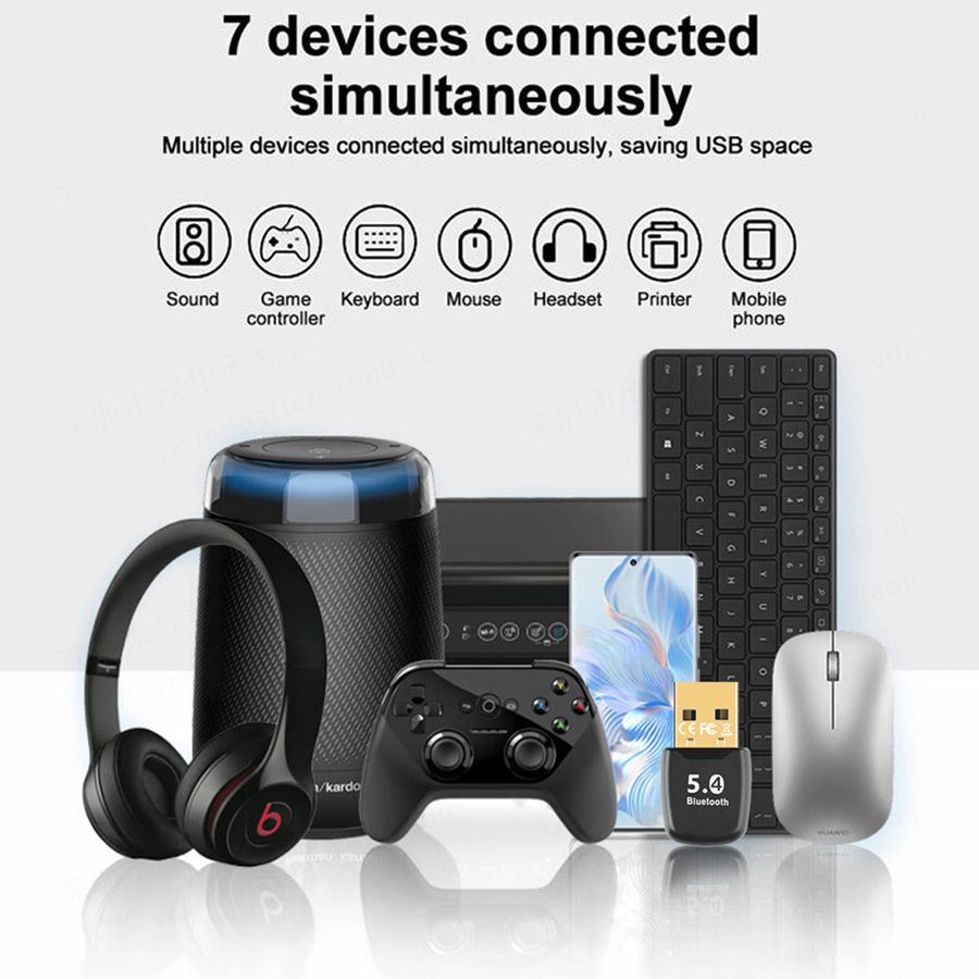 Laptop USB Bluetooth-Compatible 5.4 Adapter Wireless USB Adapter Wireless BT 5.4 Dongle Adapter for PC Bluetooth USB Adapter Wireless USB Adapter Music Audio Receiver Bluetooth Adapter for PC