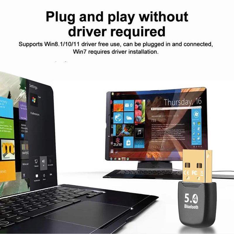 Laptop USB Bluetooth-Compatible 5.4 Adapter Wireless USB Adapter Wireless BT 5.4 Dongle Adapter for PC Bluetooth USB Adapter Wireless USB Adapter Music Audio Receiver Bluetooth Adapter for PC