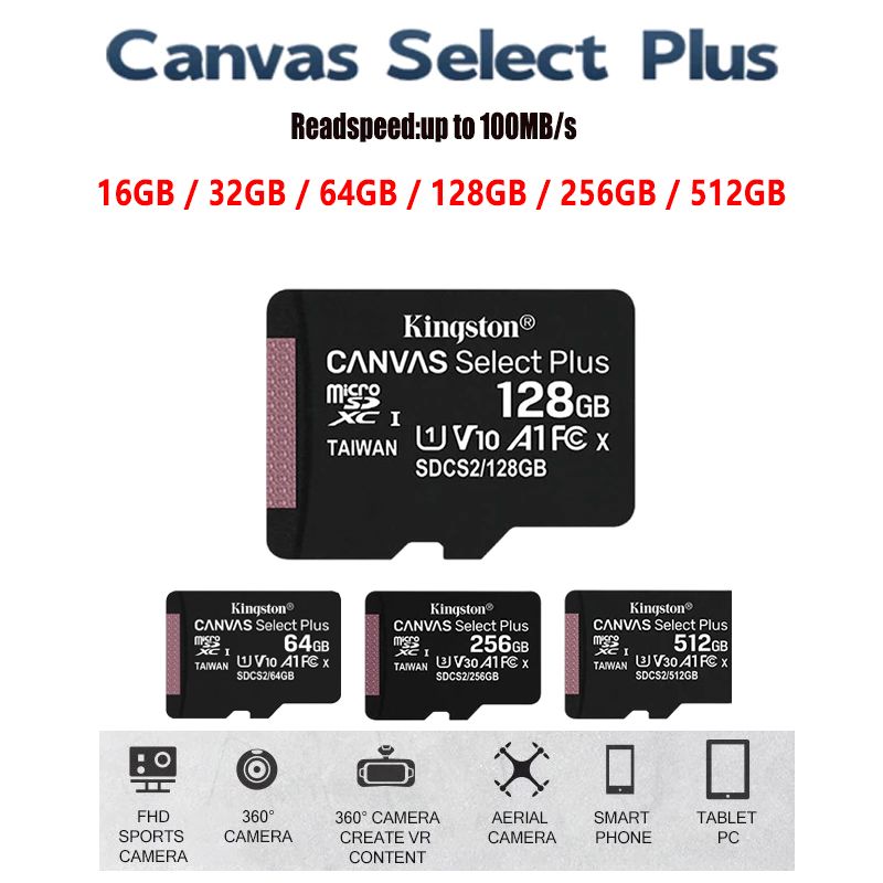 Kingston Canvas Select Plus SD Card 16GB 32GB 128GB 512GB 256GB tf card for camera memory card for cellphone tf card for dashcam tf memory card memory card 64GB memory card for camera sd card for cctv