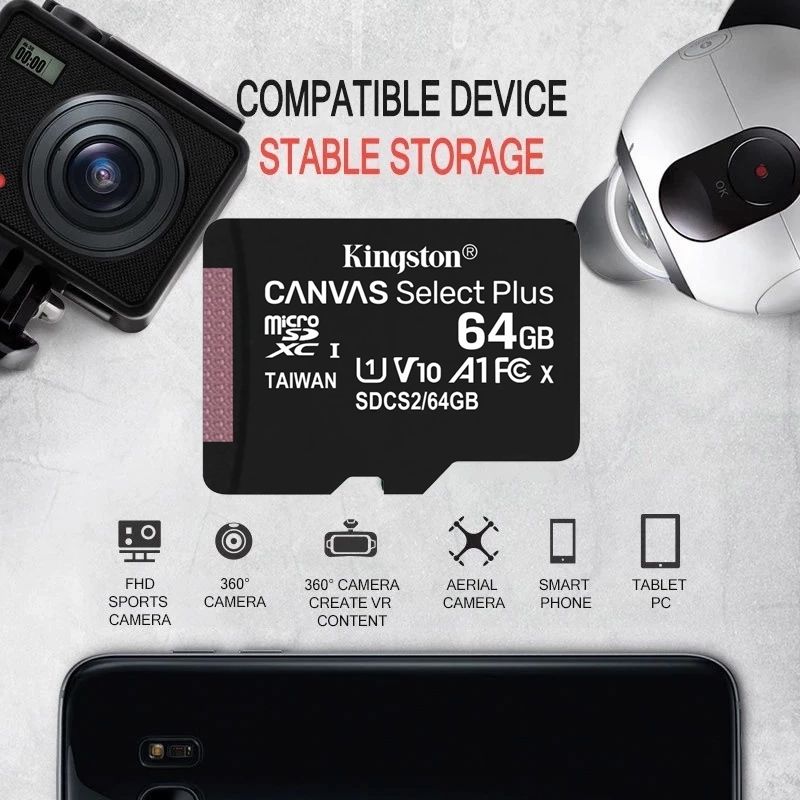 Kingston Canvas Select Plus SD Card 16GB 32GB 128GB 512GB 256GB tf card for camera memory card for cellphone tf card for dashcam tf memory card memory card 64GB memory card for camera sd card for cctv