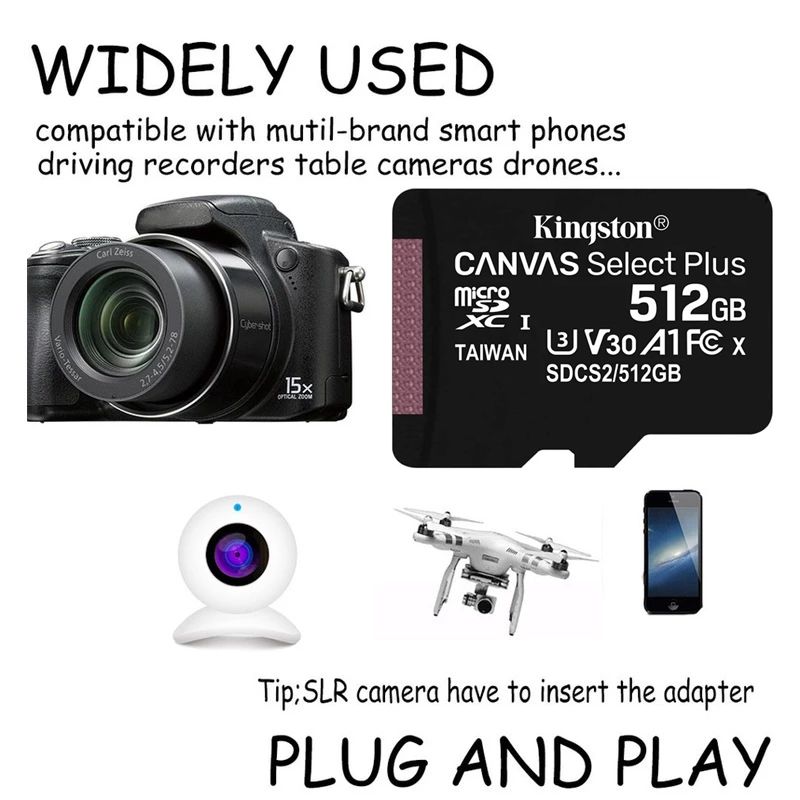 Kingston Canvas Select Plus SD Card 16GB 32GB 128GB 512GB 256GB tf card for camera memory card for cellphone tf card for dashcam tf memory card memory card 64GB memory card for camera sd card for cctv