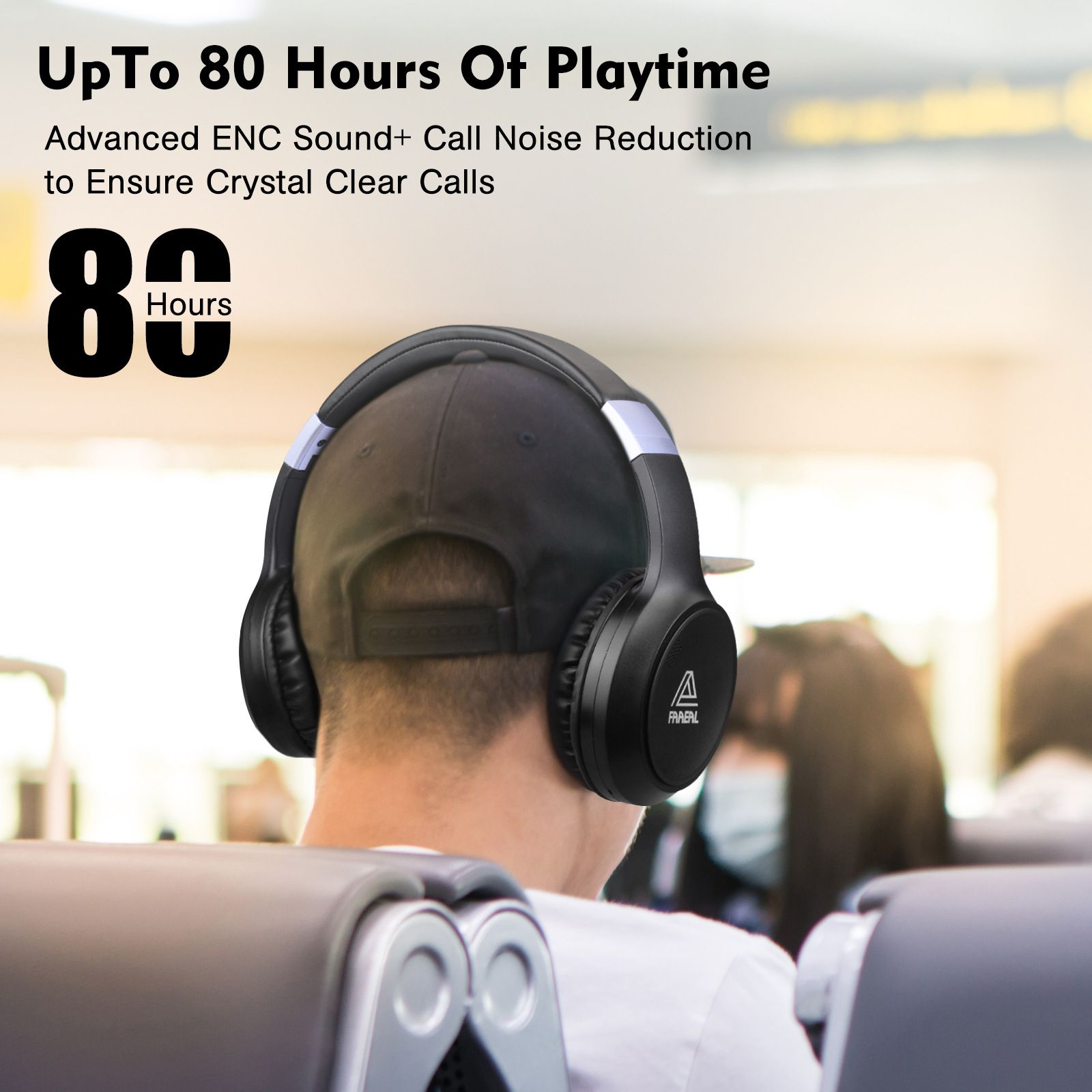 FAAEAL Head-mounted Noise Canceling Headphones 40mm Oversized Unit Game Monitoring Headphones ANC Active Noise Reduction Bluetooth Headphone Bluetooth Headset Fast Charging Bluetooth Earphone With Mic