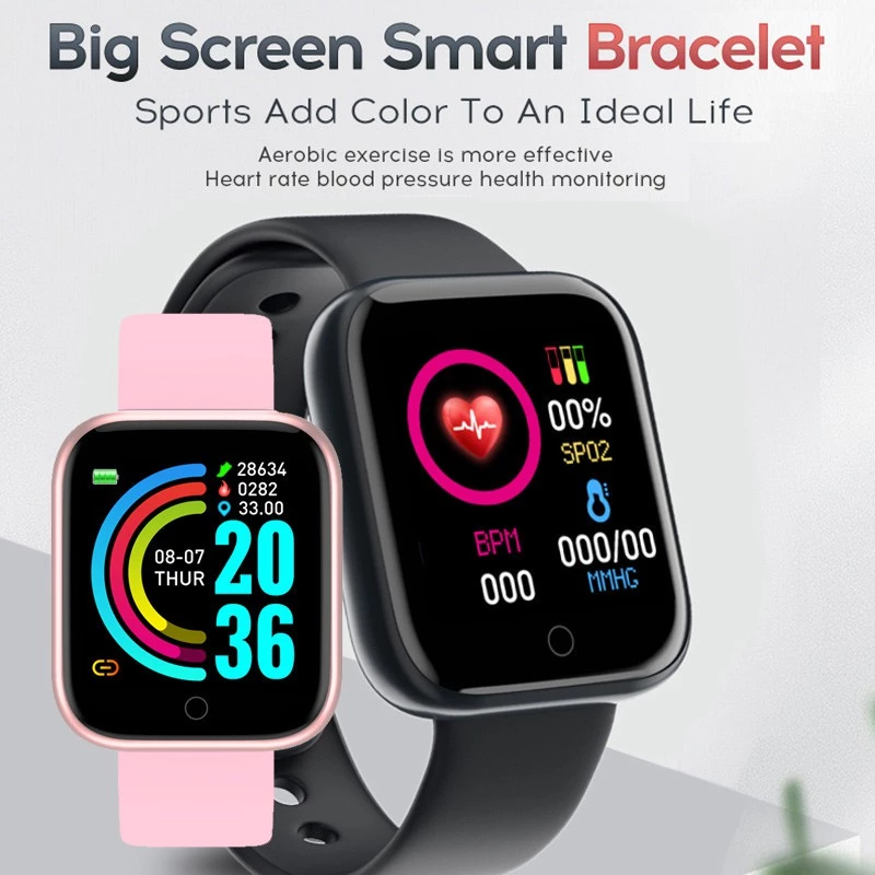 Health Monitor Bluetooth Smart Watch Y68 Men Women Sports Watches Smart Bracelet Fitness Tracker Steps Calories Bluetooth Wristwatch D20 Macaron Waterproof Smart watch For Kids Boys Girls Smartwatch